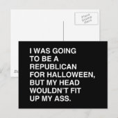 CARTE POSTALE J'ALLAIS ÊTRE RÉPUBLICAIN POUR HALLOWEEN (Devant / Derrière)