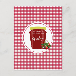 Carte Postale Jam fait maison Rouge et blanc En vichy modifiable