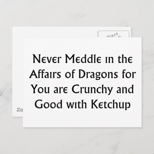 Carte Postale Jamais de dragons (Devant / Derrière)