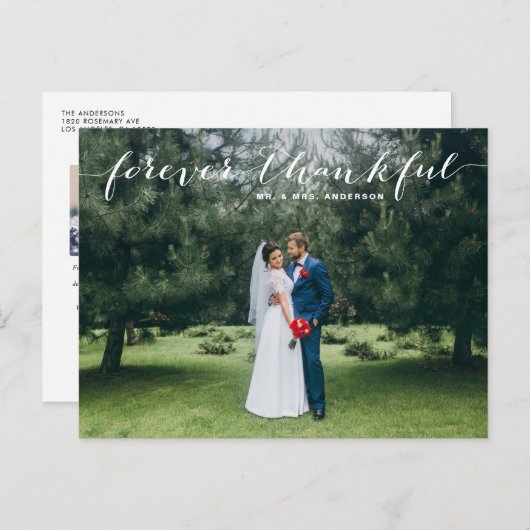 Carte Postale Jamais Merci Main Lettré Merci Mariage (Devant / Derrière)