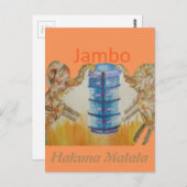 Carte Postale Jambo Jumbo African Kids Elephants Art Imprimer (Devant / Derrière)