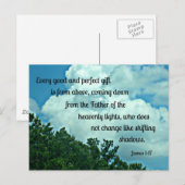 Carte Postale James 1:17 Chaque cadeau parfait et bon est de.... (Devant / Derrière)