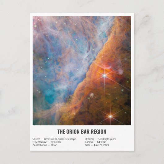 Carte Postale James Webb Orion Constellation Bar (image NIRCam) (Devant)