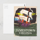 Carte Postale Jamestown, Virginie, affiche de voyage vintage (Devant / Derrière)