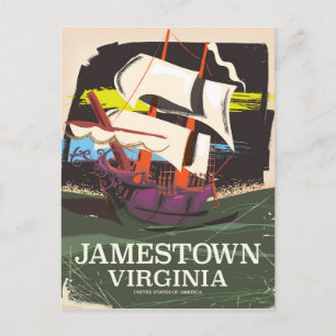 Carte Postale Jamestown, Virginie, affiche de voyage vintage