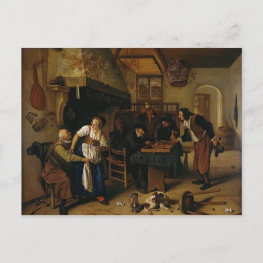 Carte Postale Jan Steen - Dans la taverne (Devant)
