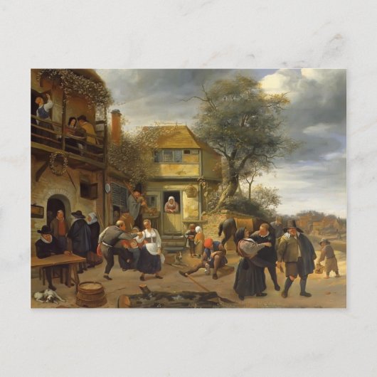 Carte Postale Jan Steen- Paysans devant une auberge (Devant)