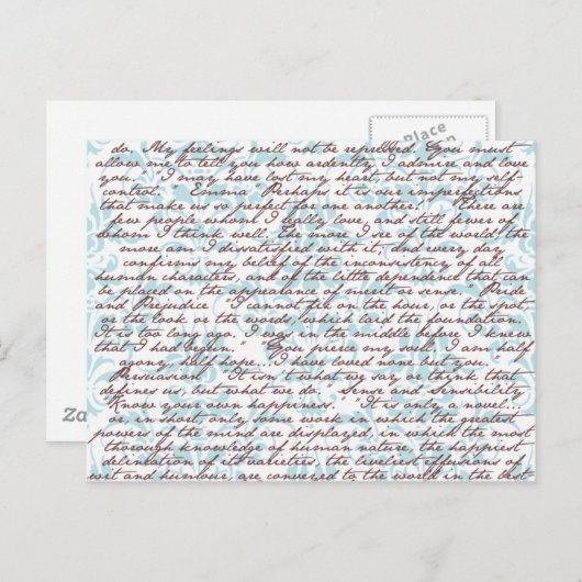 Carte Postale Jane Austen Damask (Devant / Derrière)