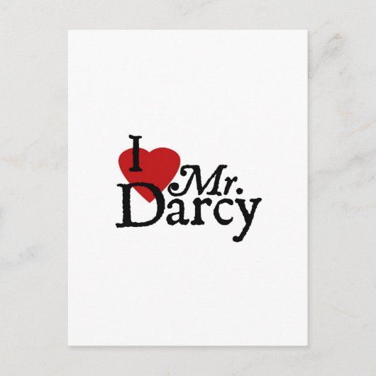 Carte Postale Jane Austen J'AIME M. Darcy (Devant)