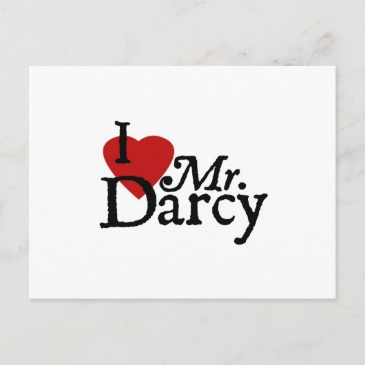 Carte Postale Jane Austen J'AIME M. Darcy (Devant)