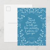 Carte Postale Jane Austen Orgueil et Préjugés Citation d'amour f (Devant / Derrière)