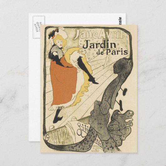 Carte Postale Jane Avril de la danseuse Art nouveau par Toulouse (Devant / Derrière)