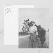 Carte Postale Jane Bernoudi et son cheval (Devant / Derrière)