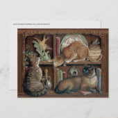 Carte Postale Janet Kruskamp Chats sur la bibliothèque (Devant / Derrière)