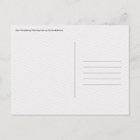 Carte Postale Janet Kruskamp Chats sur la bibliothèque (Dos)
