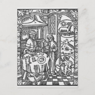 Carte Postale Janvier, de l'Almanach des Bergers, 1491