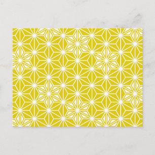 Carte Postale Japanese Asanoha or Star Pattern, mustard gold