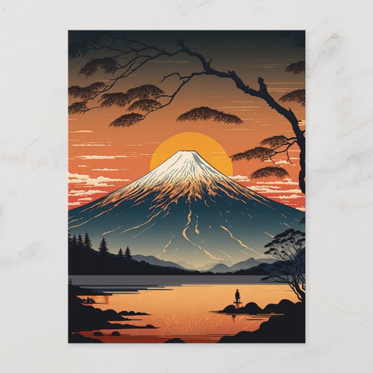Carte Postale Japanese Mountains et Sun Ukiyo (Devant)