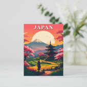 Carte Postale Japon Mont Fuji, fleurs de cerisiers de pagode Vin (Debout devant)