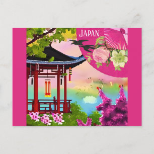 Carte Postale Japon Pagode Japonaise Aquarelle Voyage