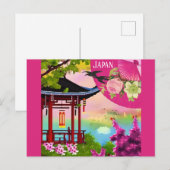 Carte Postale Japon Pagode Japonaise Aquarelle Voyage (Devant / Derrière)