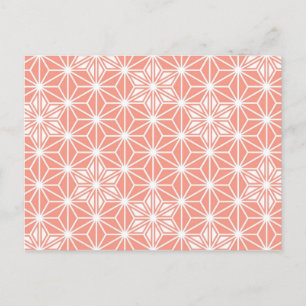 Carte Postale Japonais Asanoha motif - corail rose