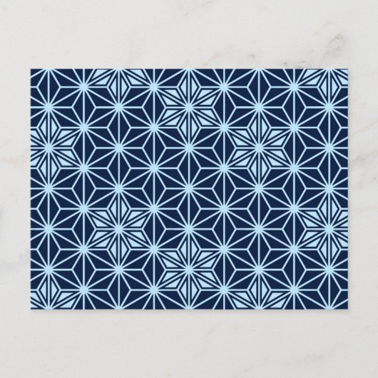 Carte Postale Japonais Asanoha motif - Indigo Blue (Devant)