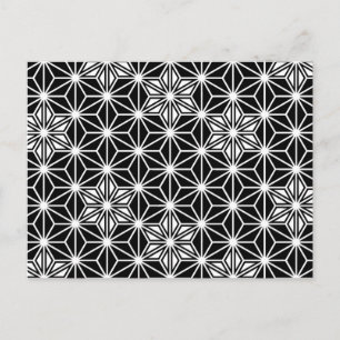 Carte Postale Japonais Asanoha motif - noir et blanc