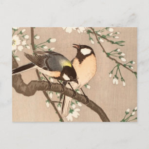 Carte Postale Japonais Asiatique Koson Bird Chickadee Songbird