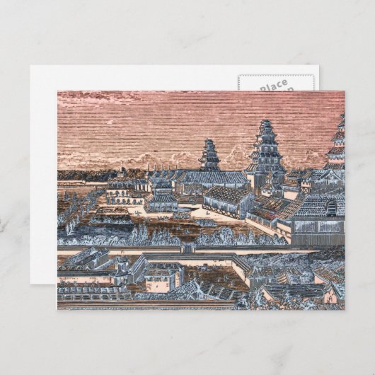 Carte Postale Japonais Edo Tokyo Castle Palace Complexe Engravin (Devant / Derrière)