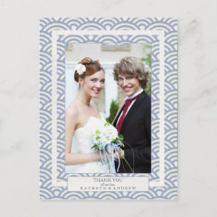 Carte Postale Japonais Seigaiha Mariage Merci / Photo personnali