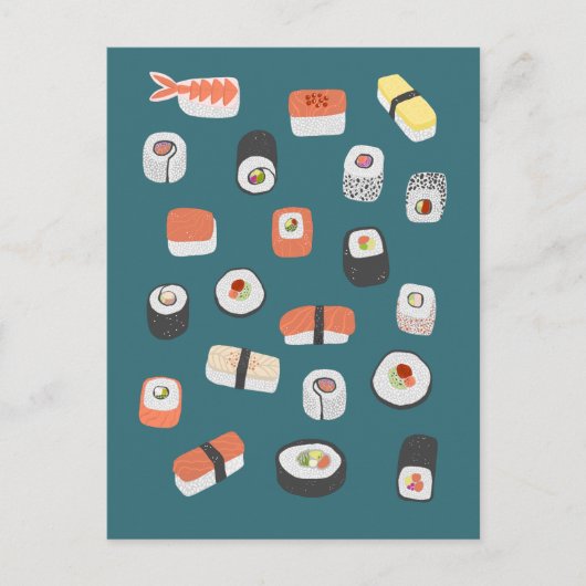 Carte Postale Japonais Sushi Nigiri Maki (Devant)