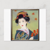 Carte Postale Japonaise en kimono bleu (Devant)