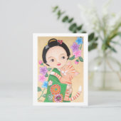 Carte postale japonaise Geisha & Cat (Debout devant)