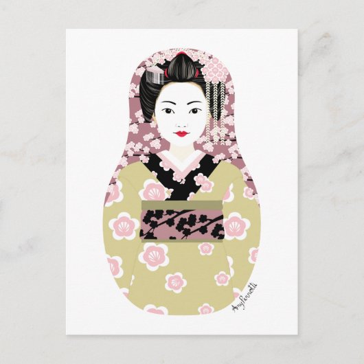 Carte postale japonaise Geisha Matryoshka (Devant)