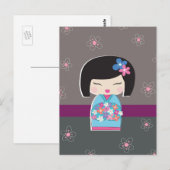 Carte postale japonaise Kokeshi Doll (Devant / Derrière)