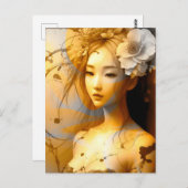 Carte Postale Japonaise pensive (Devant / Derrière)