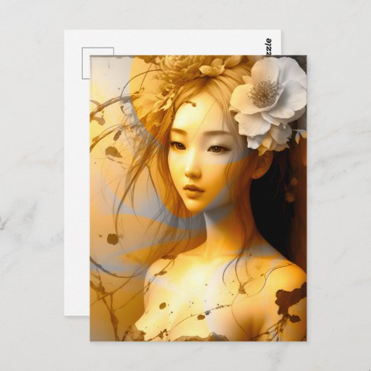 Carte Postale Japonaise pensive (Devant / Derrière)