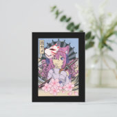 Carte Postale Japonaise Samurai Masque fille Anime Otaku (Debout devant)