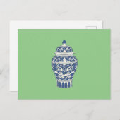 Carte Postale Jar de gingembre bleu et blanc (Devant / Derrière)