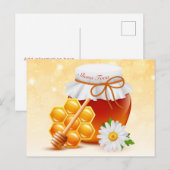 Carte Postale Jar de miel, peigne de miel, Daisy Rosh Hashanah (Devant / Derrière)