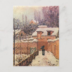 Carte Postale Jardin à Louveciennes dans la neige Alfred Sisley