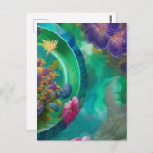 Carte Postale Jardin Abstrait fleuri (Devant / Derrière)