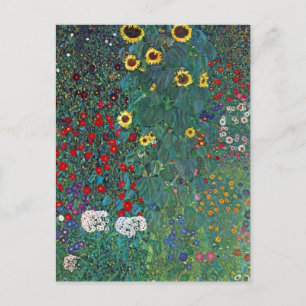 Carte Postale Jardin agricole avec tournesol par Klimt, Fleurs V