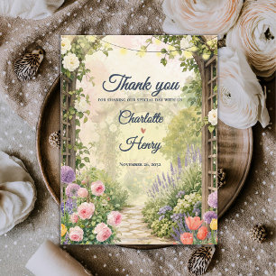 Carte Postale Jardin Anglais Aquarelle Floral Mariage Remercieme