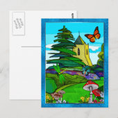 Carte Postale Jardin anglais Whimsical Folk Art (Devant / Derrière)