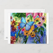 Carte Postale Jardin aux papillons bleus (Devant / Derrière)