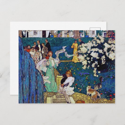 Carte Postale Jardin avec chat, Jessie Willcox Smith (Devant / Derrière)