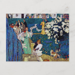 Carte Postale Jardin avec chat, Jessie Willcox Smith