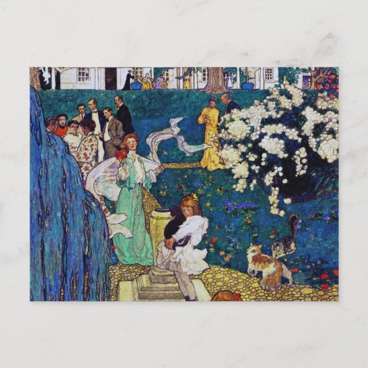 Carte Postale Jardin avec chat, Jessie Willcox Smith (Devant)
